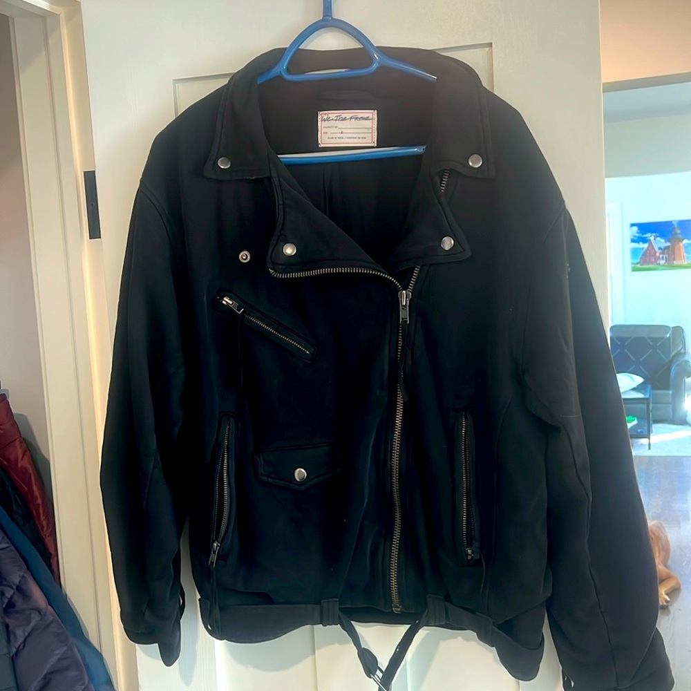 Rebel Knit Cotton Oversized Moto Jacket